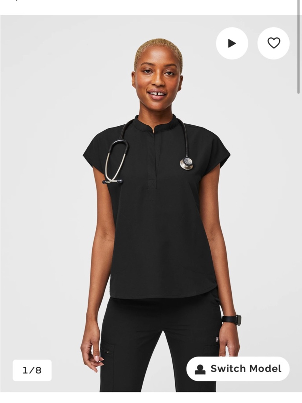 Figs Rafaela scrub top black size small